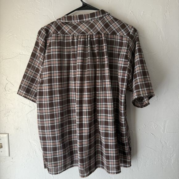 Vintage Levis Shirt Womens Large Brown Plaid Button Up Short Sleeve Western 70s - Picture 8 of 8
